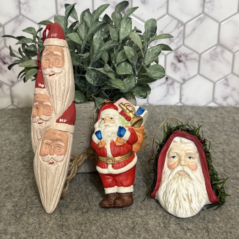 VTG Santa Claus Christmas Ornaments Lot Of 3